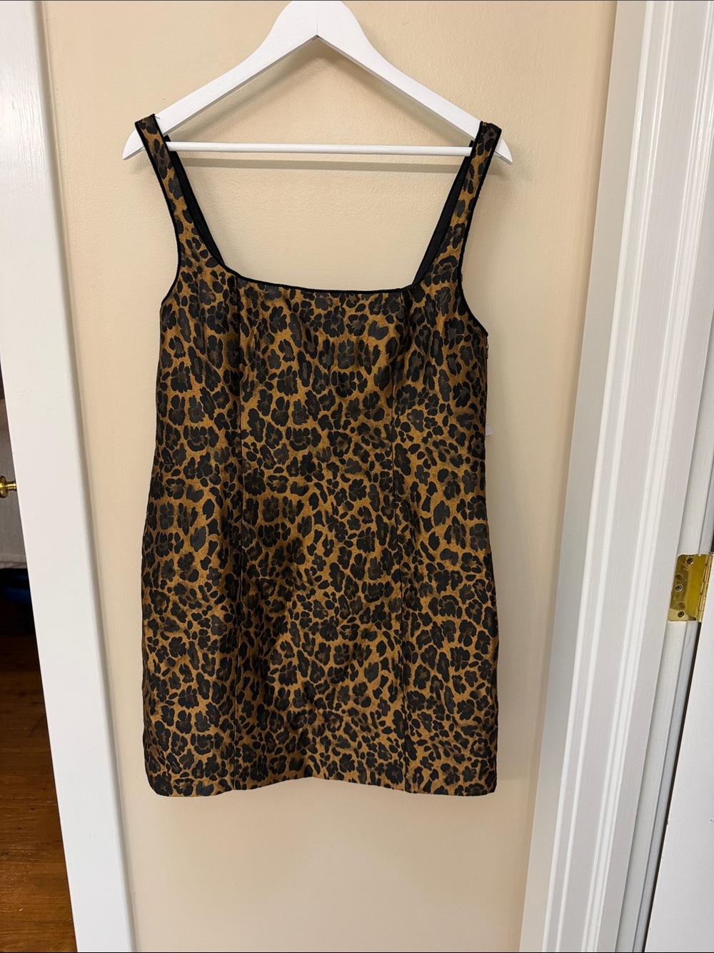 SAYLOR Leopard Print Square Neck Dress in Brown and Black